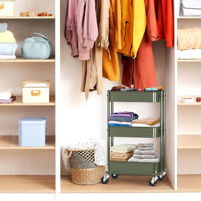 Simple Houseware 3-Tier Compact Utility Rolling Cart, Low 24” Height Fits Under - Image 7