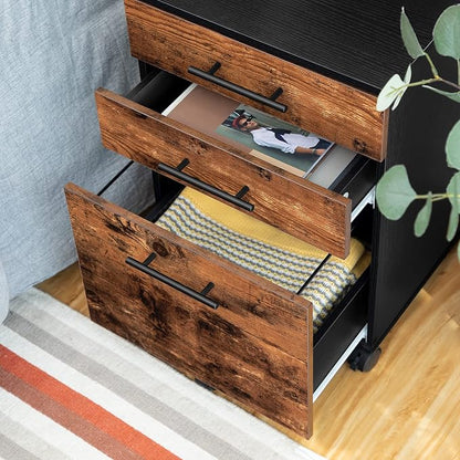 HOOBRO 3-Drawer File Cabinet, Wooden Under Desk Filing Cabinet, fits A4/Letter - Image 5