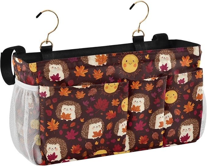 Autumn Leaves Sun Hedgehogs Brown Bedside Caddy - Image 2