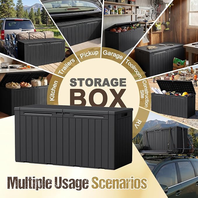 110 Gallon Deck Box Outdoor Indoor Waterproof Storage Box - Image 4