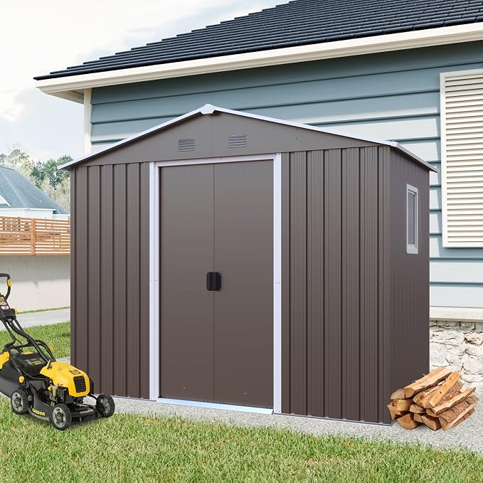 Outdoor Metal Storage Shed Window Ventilation Foundation Frame Waterproof - Image 2