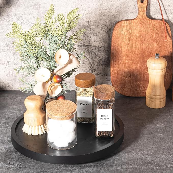 Wood Lazy Susan Organizer Kitchen Turntable - Image 2