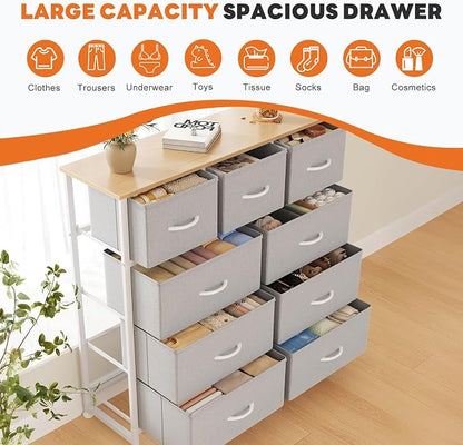 Sweetcrispy 9 Drawer Fabric Dresser Storage Tower Drawer Organizer, Easy-pull - Image 6
