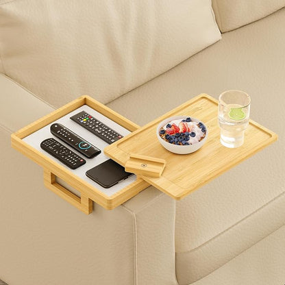 Wealone Bamboo Couch Arm Tray for Wide Couch, Sofa Arm Clip Table by Wealone
