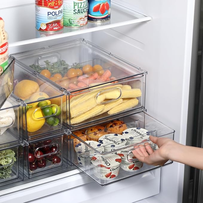 Fridge Drawer Pull Out Stackable Bins, Fridge Organizer Storage - Image 4