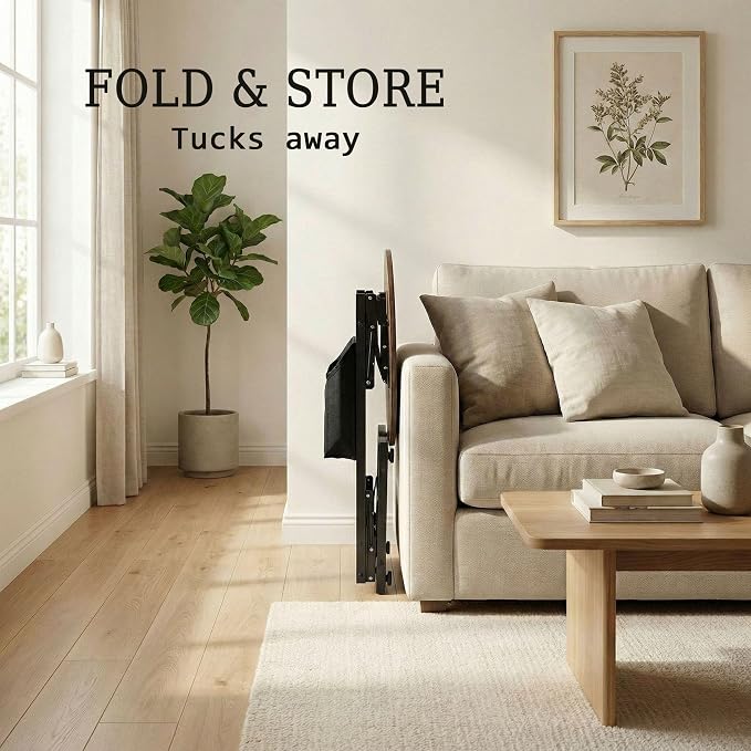Foldable C Shaped End Table, 15.7" Couch Side Table - Image 4