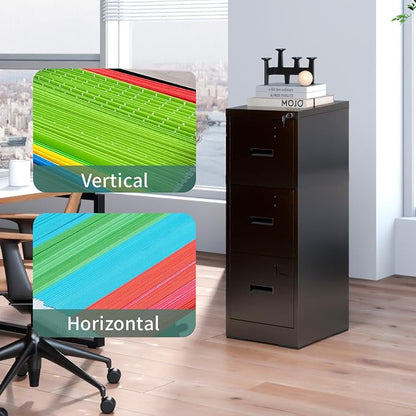 Black 3 Drawer File Cabinets - Image 6