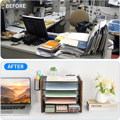 OPNCIE Desk Organizer and Accessories, 5-Tier Paper Letter Tray File Organizer - Image 2