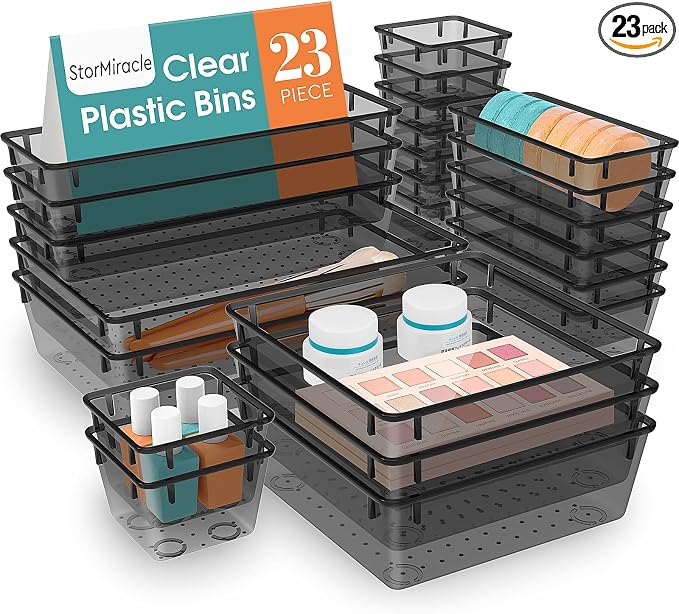 23 PCS Drawer Organizer Set, 5 Varied Size Bathroom and kitchen Drawer cabinet by StorMiracle