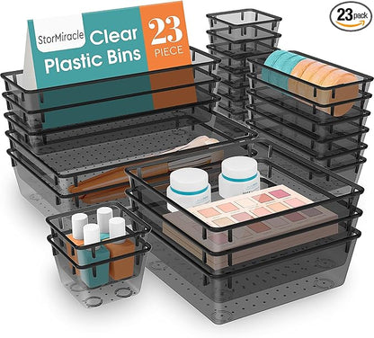 23 PCS Drawer Organizer Set, 5 Varied Size Bathroom and kitchen Drawer cabinet by StorMiracle