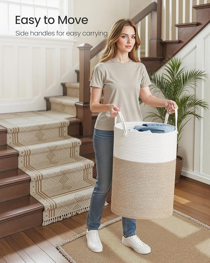 SONGMICS Laundry Hamper, Cotton Rope Laundry Basket - Image 6