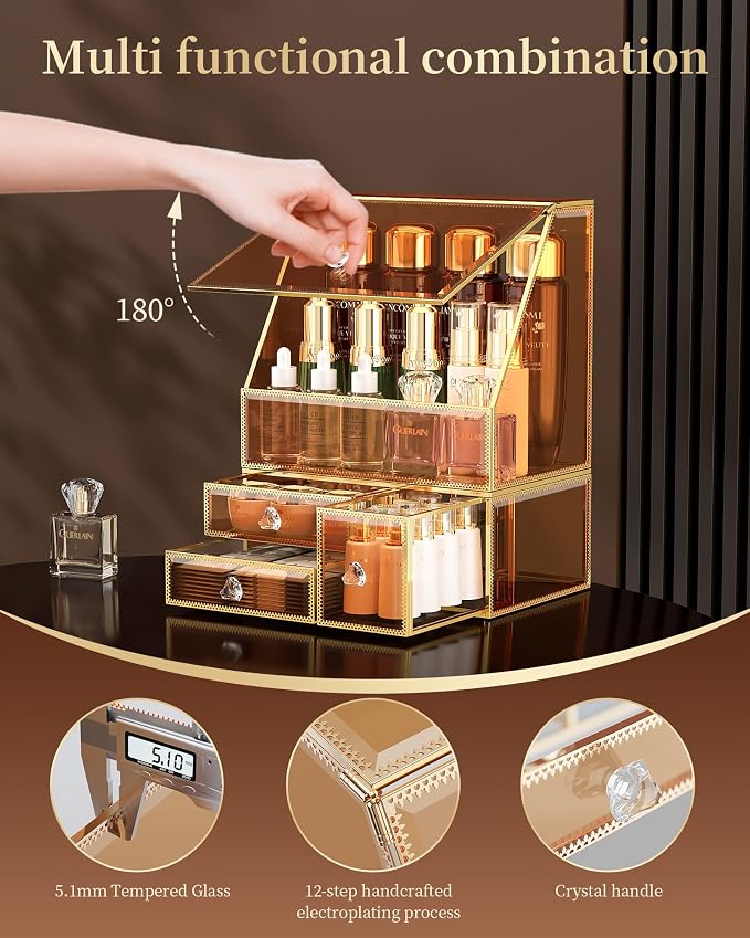 Makeup Organizer Countertop, Amber Makeup Organizer - Image 3
