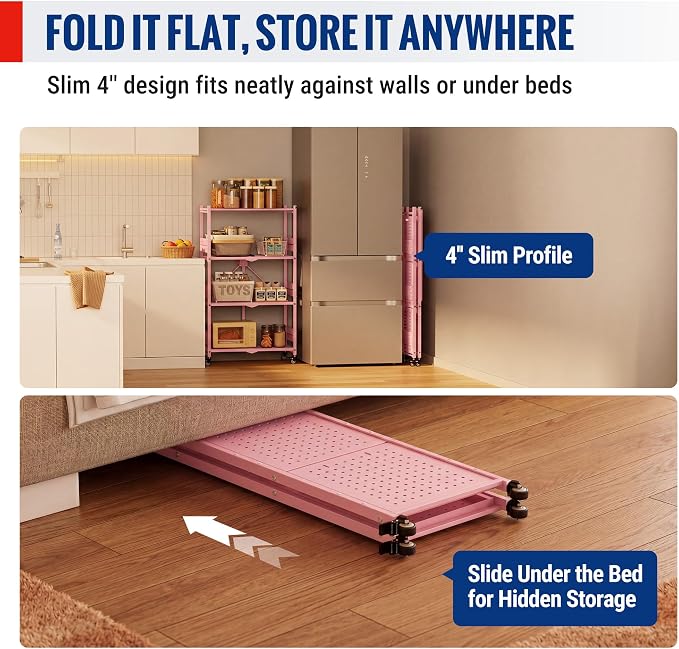 WORKPRO 4-Tier Folding Shelf, No-Assembly Metal Storage Rack - Image 8