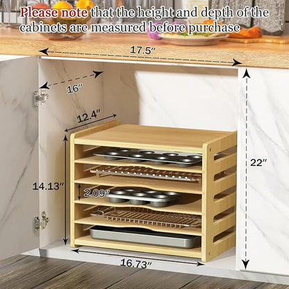 6 Tier Wooden Cabinet Tray Dividers, Kitchen Vertical Tray Divider Organizer - Image 2