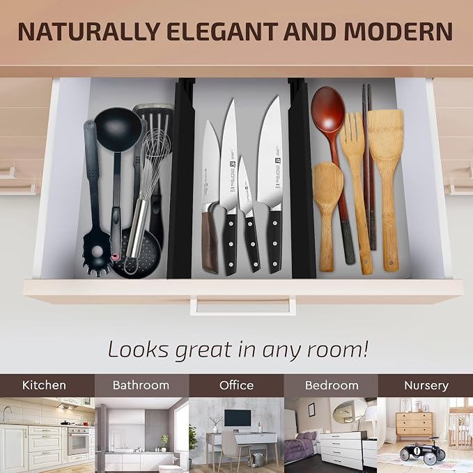 6 Pack Drawer Dividers 4 Inch High, 11”-17" Adjustable Bamboo Organizers Large - Image 8