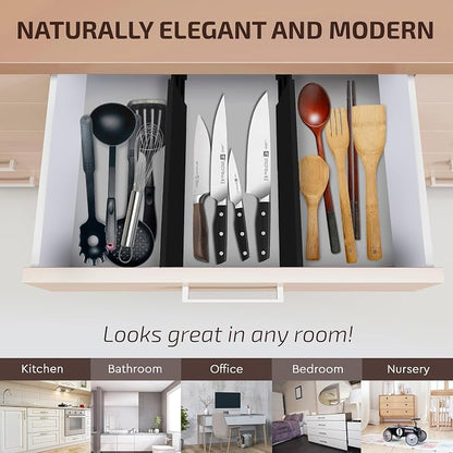 6 Pack Drawer Dividers 4 Inch High, 11”-17" Adjustable Bamboo Organizers Large - Image 8