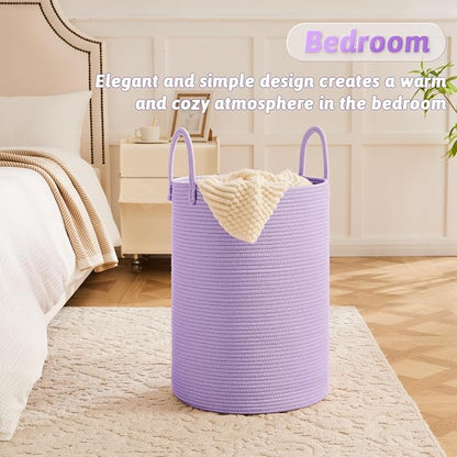 Laundry Basket, Woven Cotton Rope Laundry Hamper, 40L - Image 3