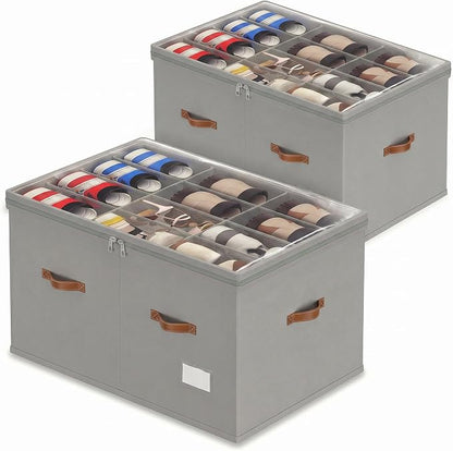 Shoe Organizer for Closet, 2 Pack Shoe Storage Bins Foldable Shoe Storage Box by Vincona