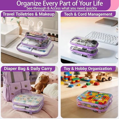 YQBRAO 4-Pack Clear Diaper Bag Organizer Pouches, 1.2mm Ultra-Thick PET Travel - Image 3