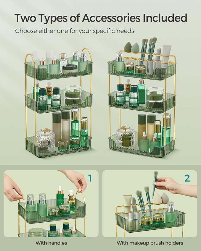 SONGMICS Makeup Organizer, 3-Tier Skincare Organizer Countertop, Customizable - Image 2