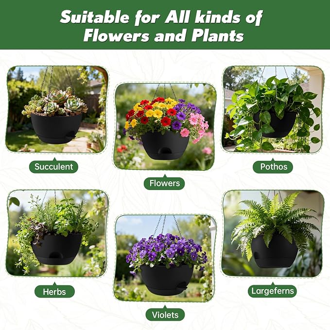 4-Piece Set of 8-Inch Hanging Planters - Image 6