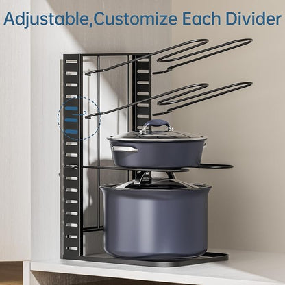 ORDORA Pots and Pans Organizer Under Cabinet 14.55" Height, Adjustable 8-Tier - Image 5