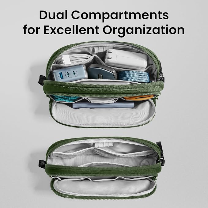 tomtoc Electronic Organizer Travel Case, Water Resistant Dual Compartment Tech - Image 2