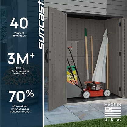 Suncast Outdoor Storage Cabinet Waterproof Resin Vertical Outdoor Storage Shed - Image 10