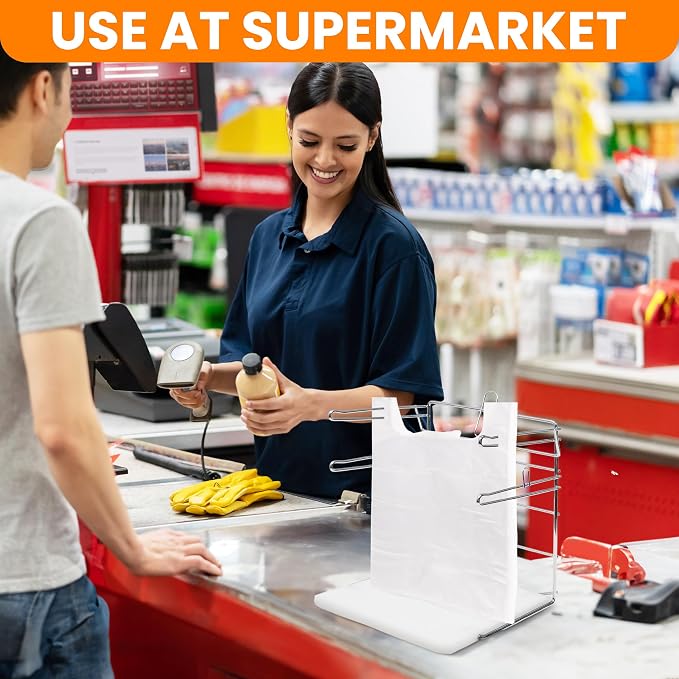 Bag Holder Stand for Plastic Bags – 15.7”Wx12.4”Dx12.4”H Metal Grocery Sack - Image 6