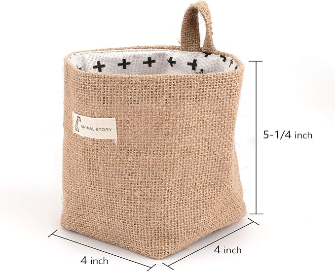 Foraineam 6 Pack Mini Hanging Storage Bag Cotton Linen Decorative Wall-Hanging - Image 3