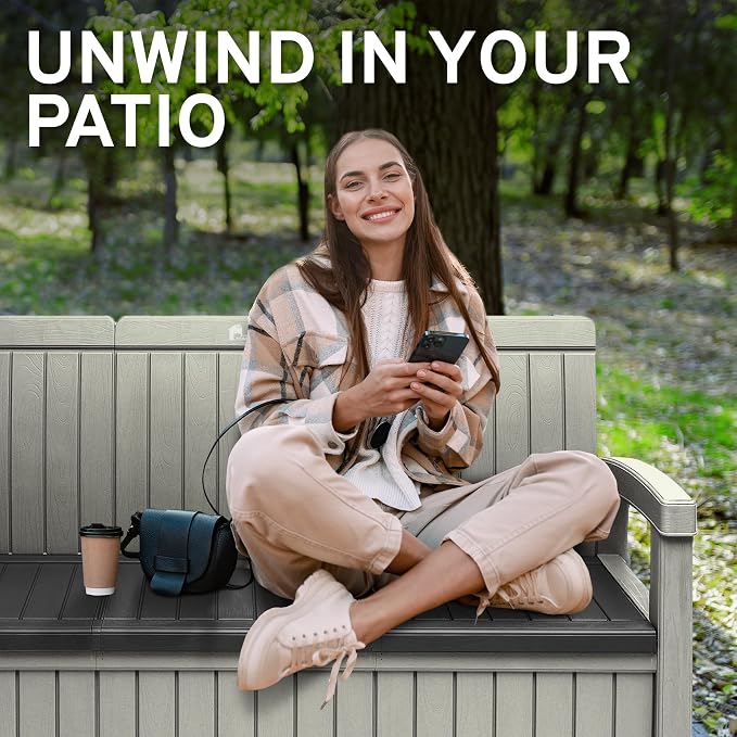 EconoHome 3 Seat Outdoor Storage Bench - Image 6