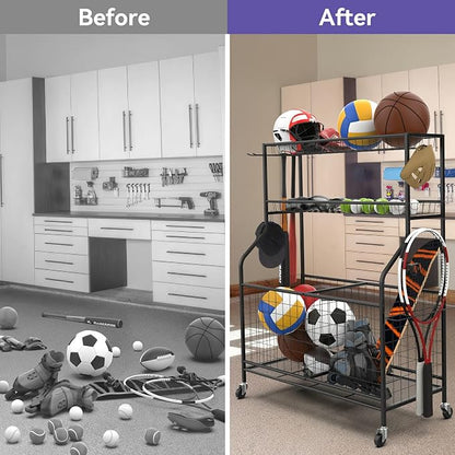WALMANN Garage Ball and Sports Equipment Organizer, Ball Storage Rack - Image 7