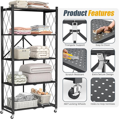 5-Tier Folding Metal Storage Rack - Image 6
