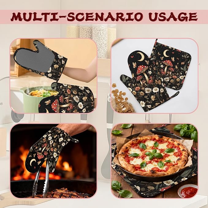 Red Mushroom Butterfly Heat-Resistant Silicone Oven Mitts and Pot Holders - Image 6
