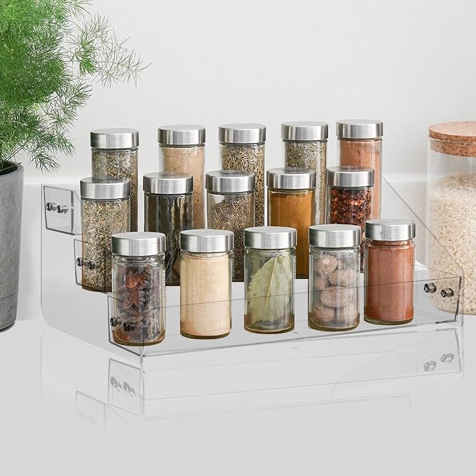 Acrylic Spice Rack, Tiered Spice Rack Shelf Seasoning Organizer - Image 7