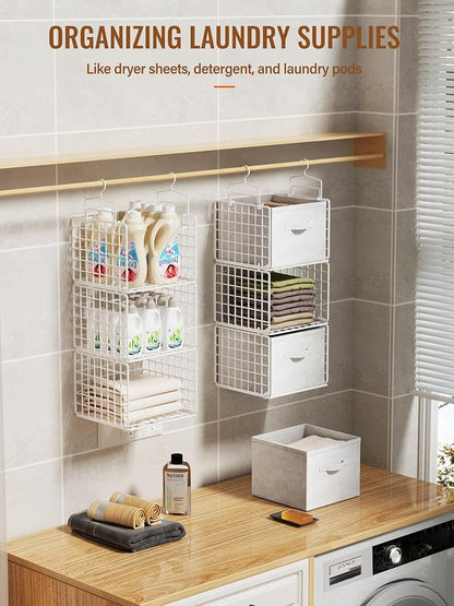 Closet Hanging Organizer with Drawers, 6 Tier Metal Closet Organizers and - Image 6
