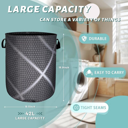 Basketball Grey Texture Laundry Hamper - Image 2