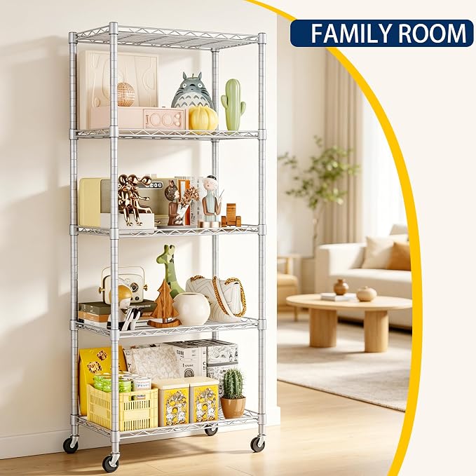 REGILLER 5-Wire Shelving Metal Storage Rack Adjustable Shelves, Standing - Image 4