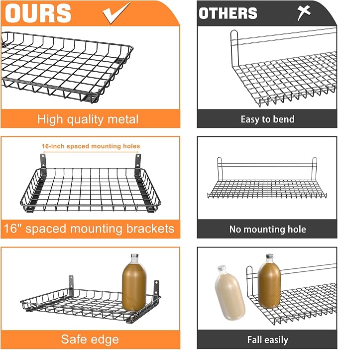 TORACK 2-Pack 12x18 inch Wall-Mounted Shelves, Garage Wall Shelf - Image 4