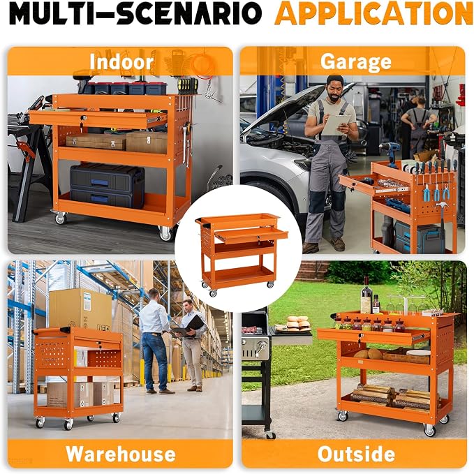 3 Tier Tool Cart on Wheels - Image 6