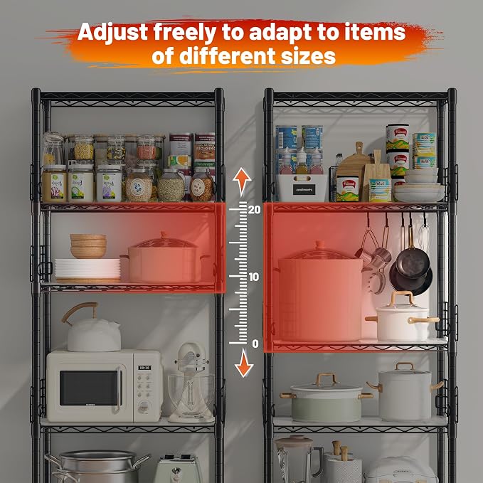 5 Tier Metal Shelving Unit Pantry Storage Shelves - Image 7