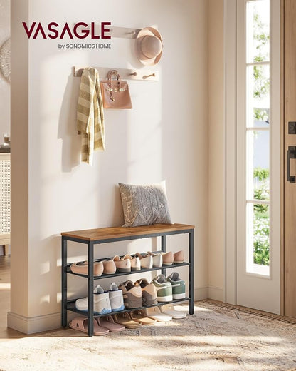 VASAGLE Shoe Rack for Entryway, Freestanding, Adjustable, Industrial | 3-Tier - Image 2