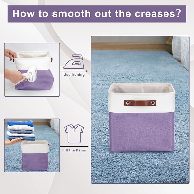 Collapsible Fabric Storage Cubes 11x11 Cube Storage Bins, 4 Pack Closet Baskets - Image 5