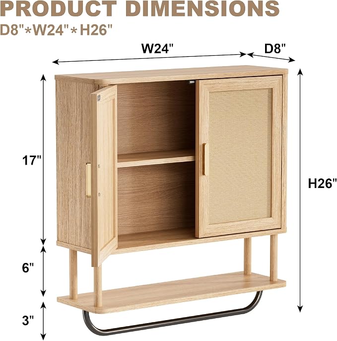 Rattan Bathroom Wall Cabinet - Image 2