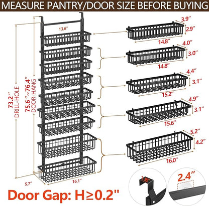 POKIPO 9 Tier Over The Door Pantry Organizer, 2 in 1 Wall Mount or Hanging - Image 2