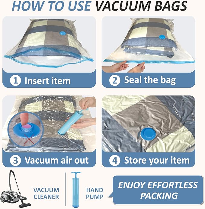 Cozy Essential Vacuum Storage Bags, 80% Compression Vacuum Seal Space Saver - Image 7