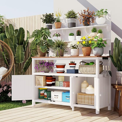 Merax Potting Bench, 50.2" W Solid Fir Wood Garden Workstation, Large Countertop by Merax