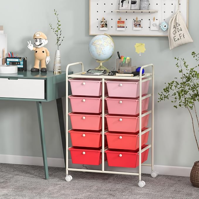 Giantex 10 Drawers Rolling Cart, Classroom Organizers, Storage Cart - Image 2