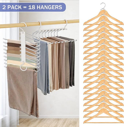 Upgrade 9 Layers Pants Hangers Space Saving, 2 Pack Pant Hangers Organizer - Image 5