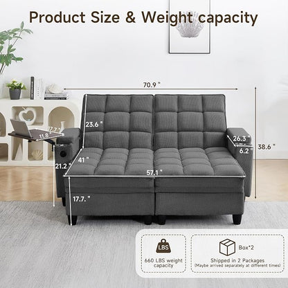 70.9" Chaise Lounge Chair Indoor, Oversized Boucle Upholstered Sofa Bed - Image 2